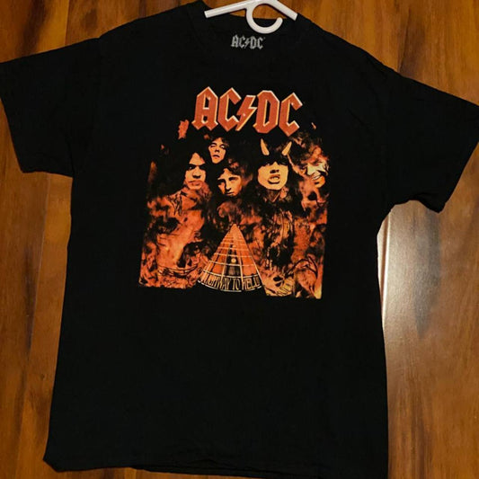 AC/DC Highway to Hell Album Cover Mens Shirt Rock Band Music Concert Tour Merch