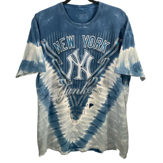 2014 New York Yankees MLB T-Shirt Size XL Tie Dye Liquid Blue