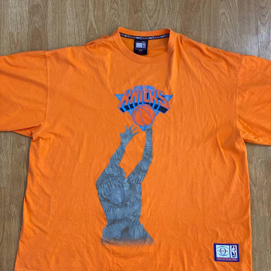 1996 VINTAGE UNK NBA New York Knicks Shirt Orange 2XL SUPER RARE 90s