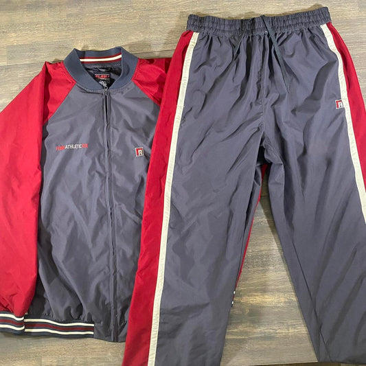 90s FUBU Athletic XCII Tracksuit Baggy Jacket & Pants Set Hip Hop Size XL