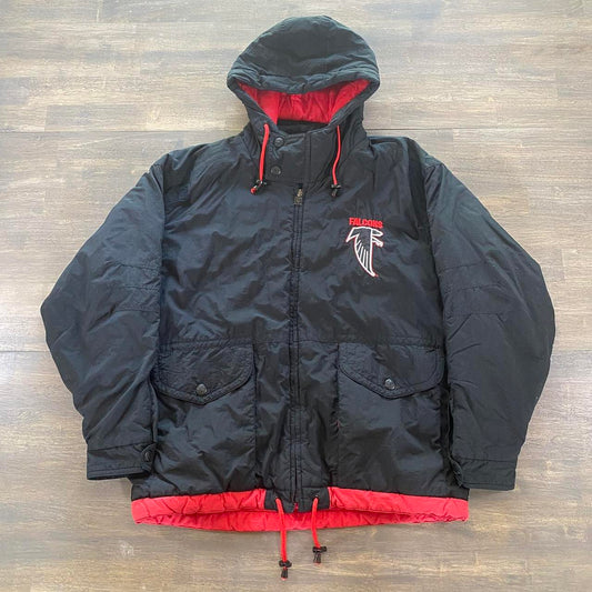 2000s Atlanta Falcons NFL Mirage First String Starter Puffer Jacket Size M Black Full Zip